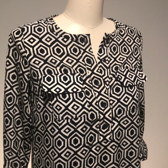 GAP navy/white geometric long sleeve dress ▪️sz XS - Picture 2 of 8